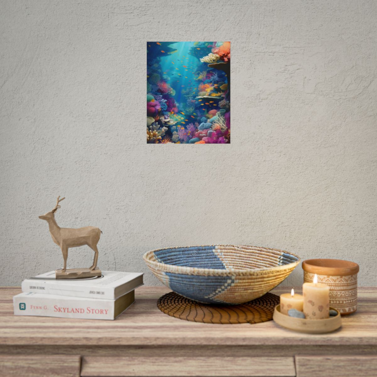 Vibrant Coral Reef Sanctuary: A Digital Artwork Celebrating Marine Life - Poster