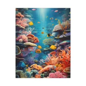 Underwater Coral Reef with Yellow Fish Canvas Print