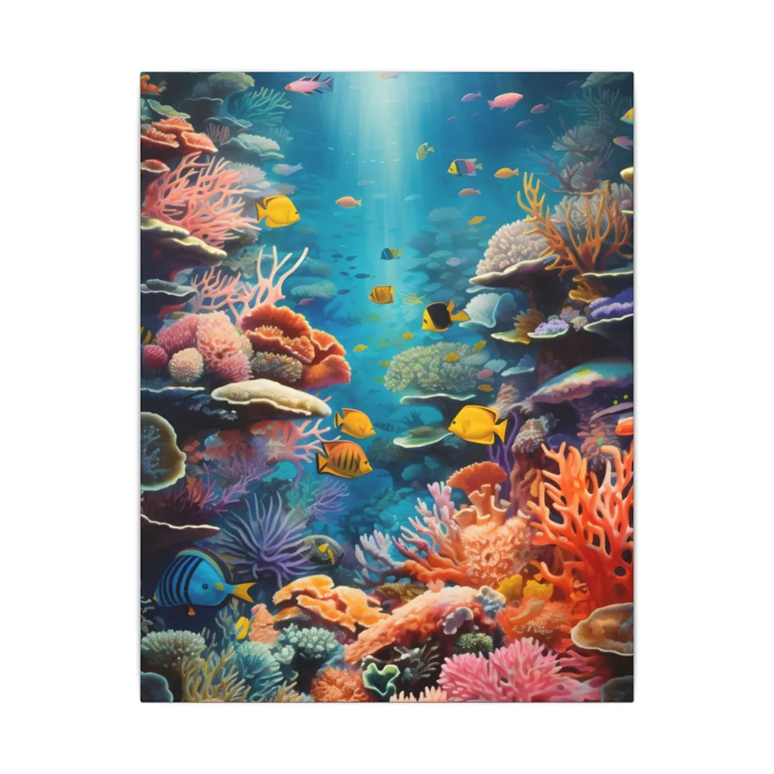 Vibrant Coral Reef Sanctuary: Marine Life Art - Canvas
