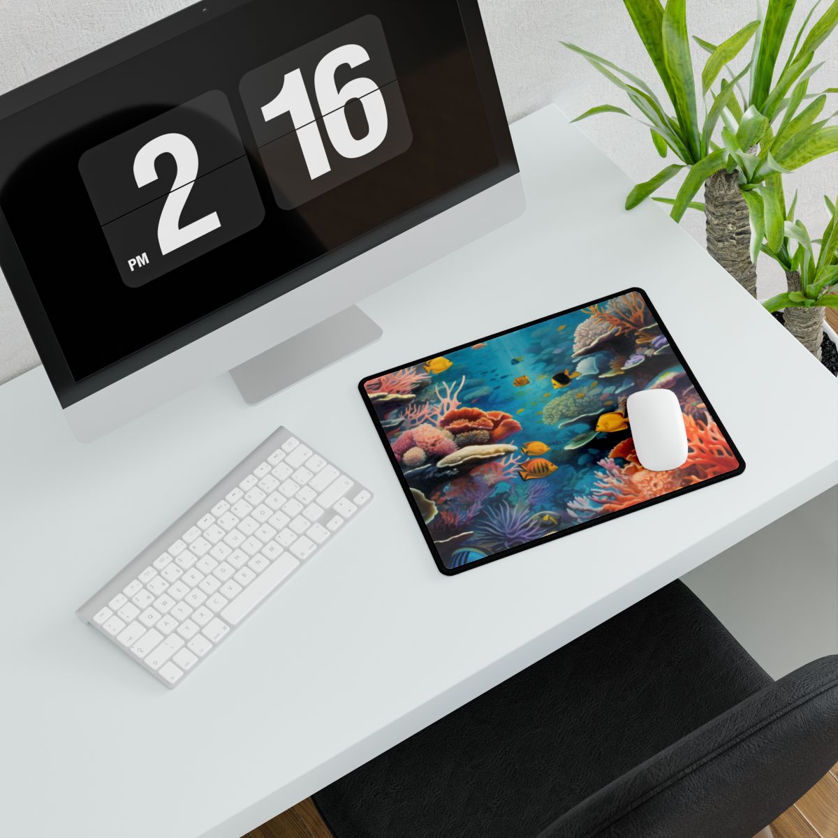 Vibrant Coral Reef Sanctuary: Marine Life Art - Desk Mat