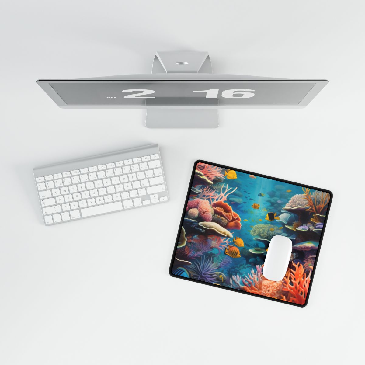 Vibrant Coral Reef Sanctuary: Marine Life Art - Desk Mat