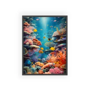 Underwater Coral Reef with Yellow Fish Framed Poster