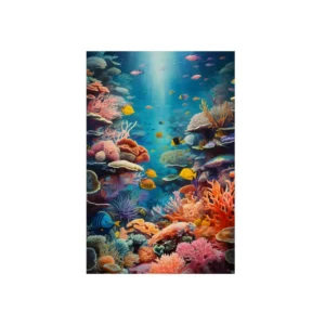 Underwater Coral Reef with Yellow Fish Metal Poster
