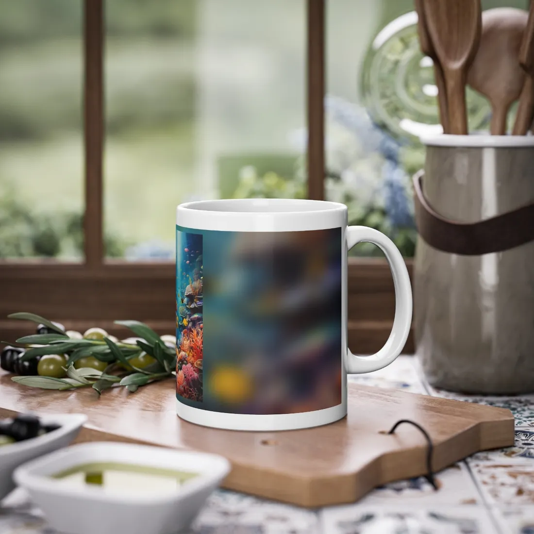 Vibrant Coral Reef Sanctuary: Marine Life Art - Mug