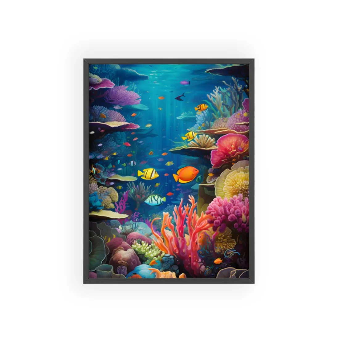 Vibrant Coral Reef Sanctuary: Marine Life - Framed Poster