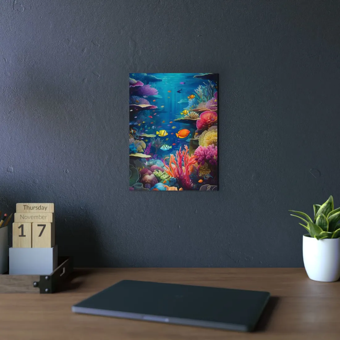 Vibrant Coral Reef Sanctuary: Marine Life - Metal Poster