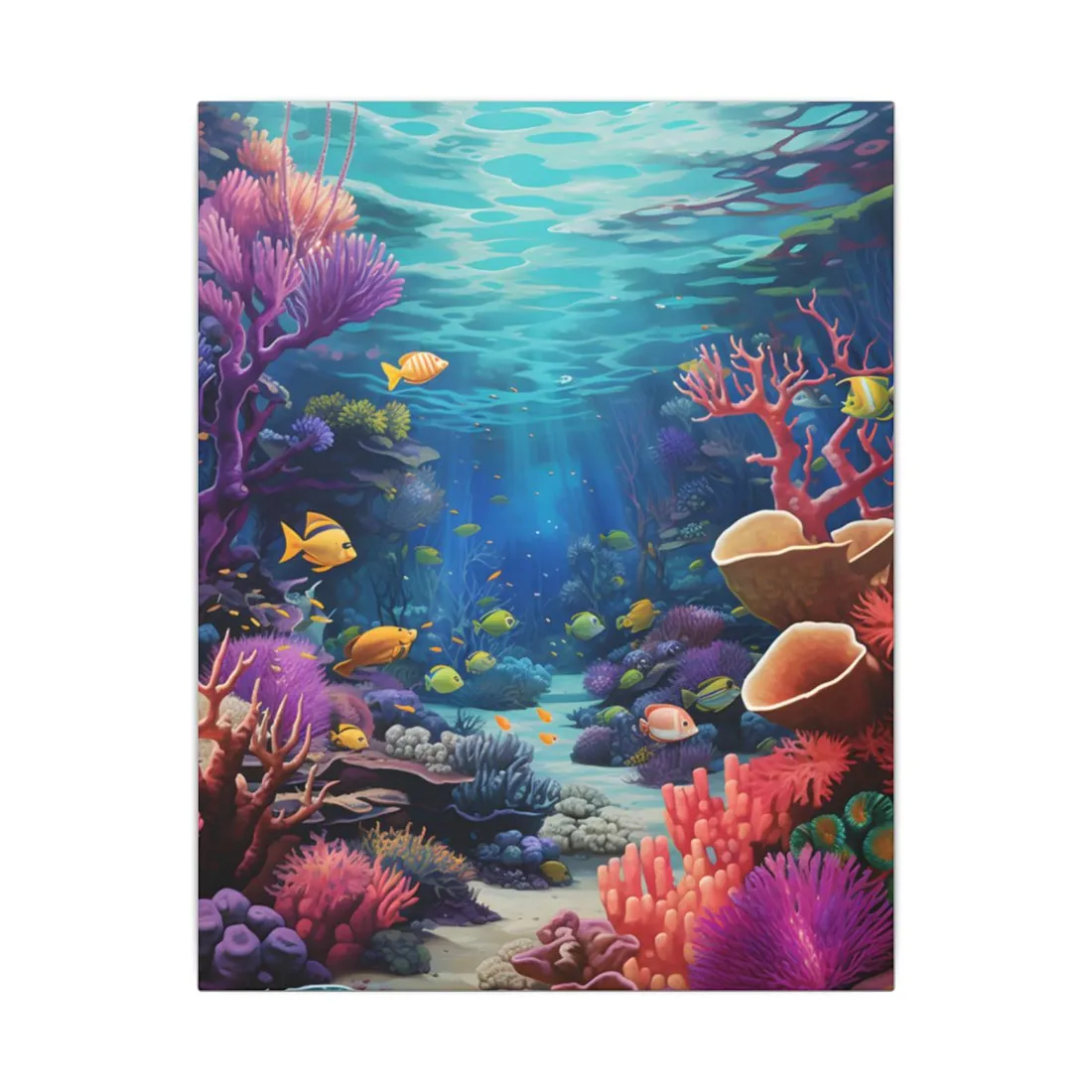 Vibrant Coral Reef Sanctuary: Teeming Ocean Life - Canvas