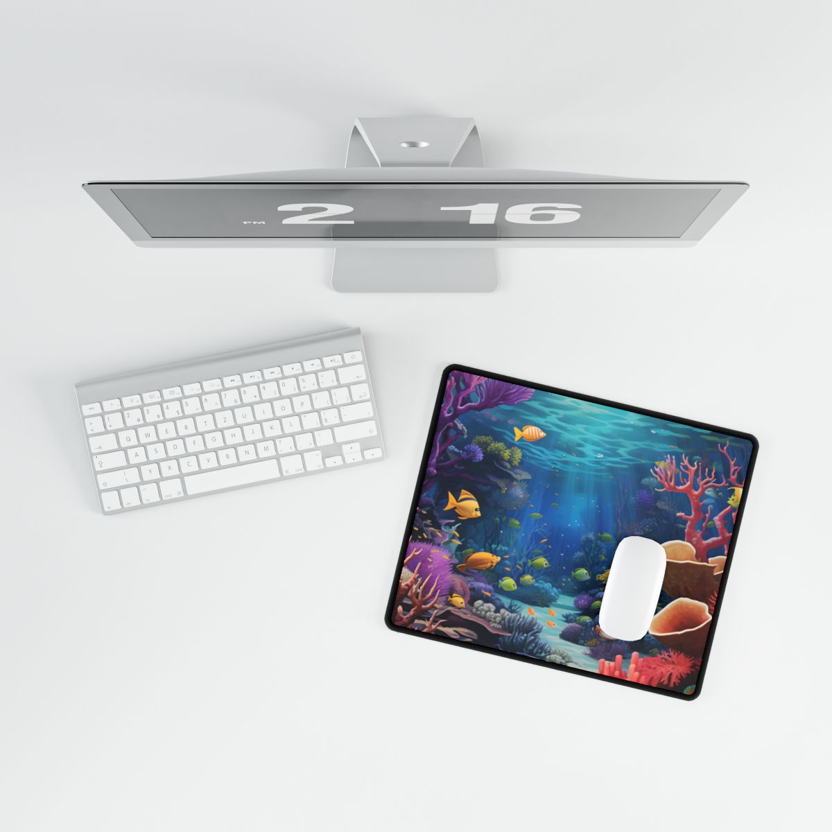 Vibrant Coral Reef Sanctuary: Teeming Ocean Life - Desk Mat