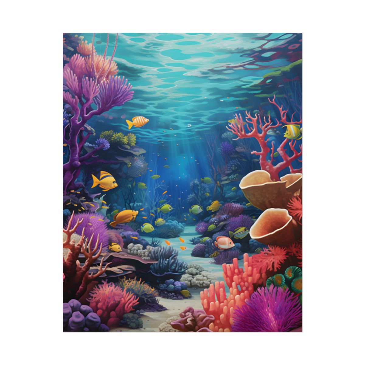 Vibrant Coral Reef Sanctuary: Teeming Ocean Life - Poster