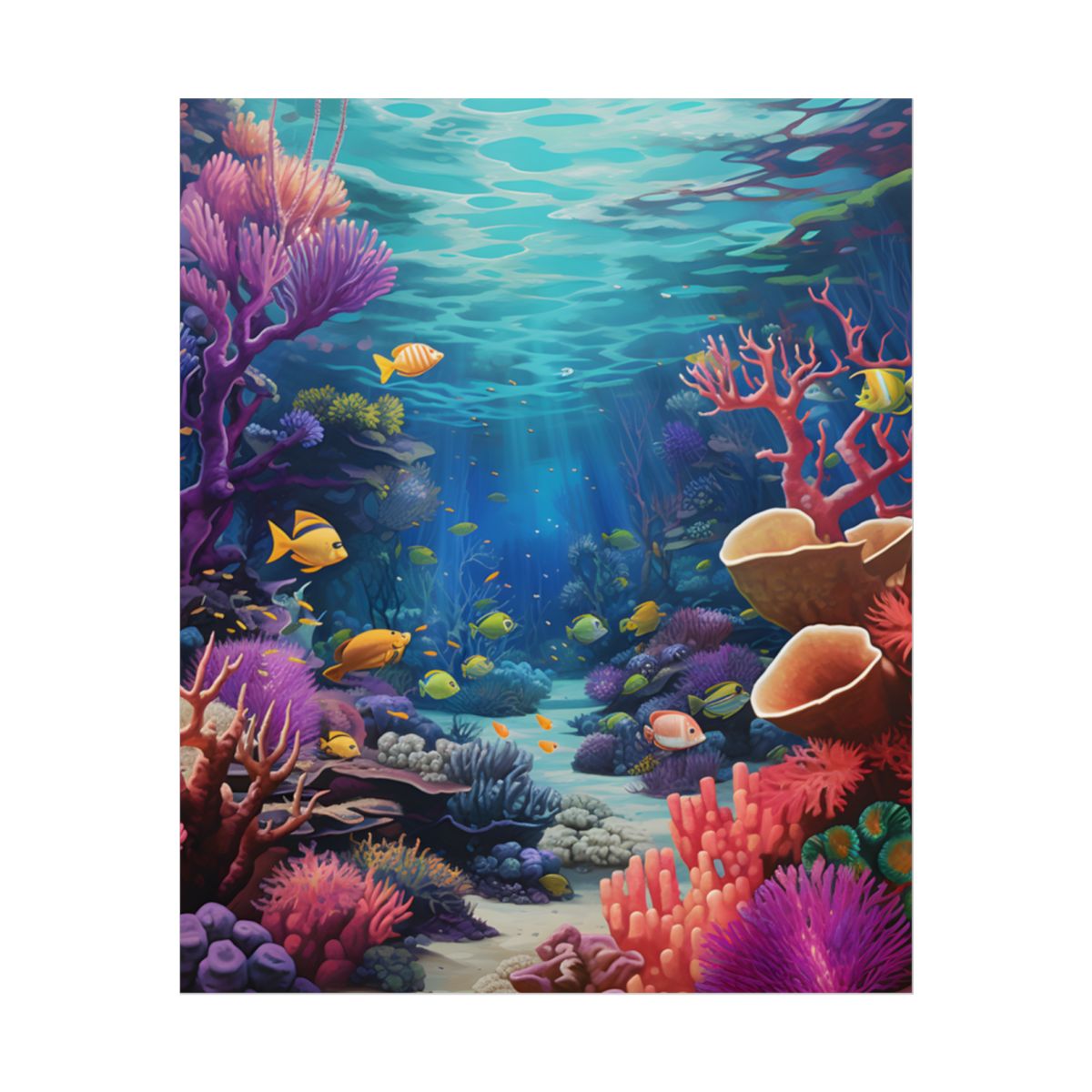 Vibrant Coral Reef Sanctuary: Teeming Ocean Life - Poster