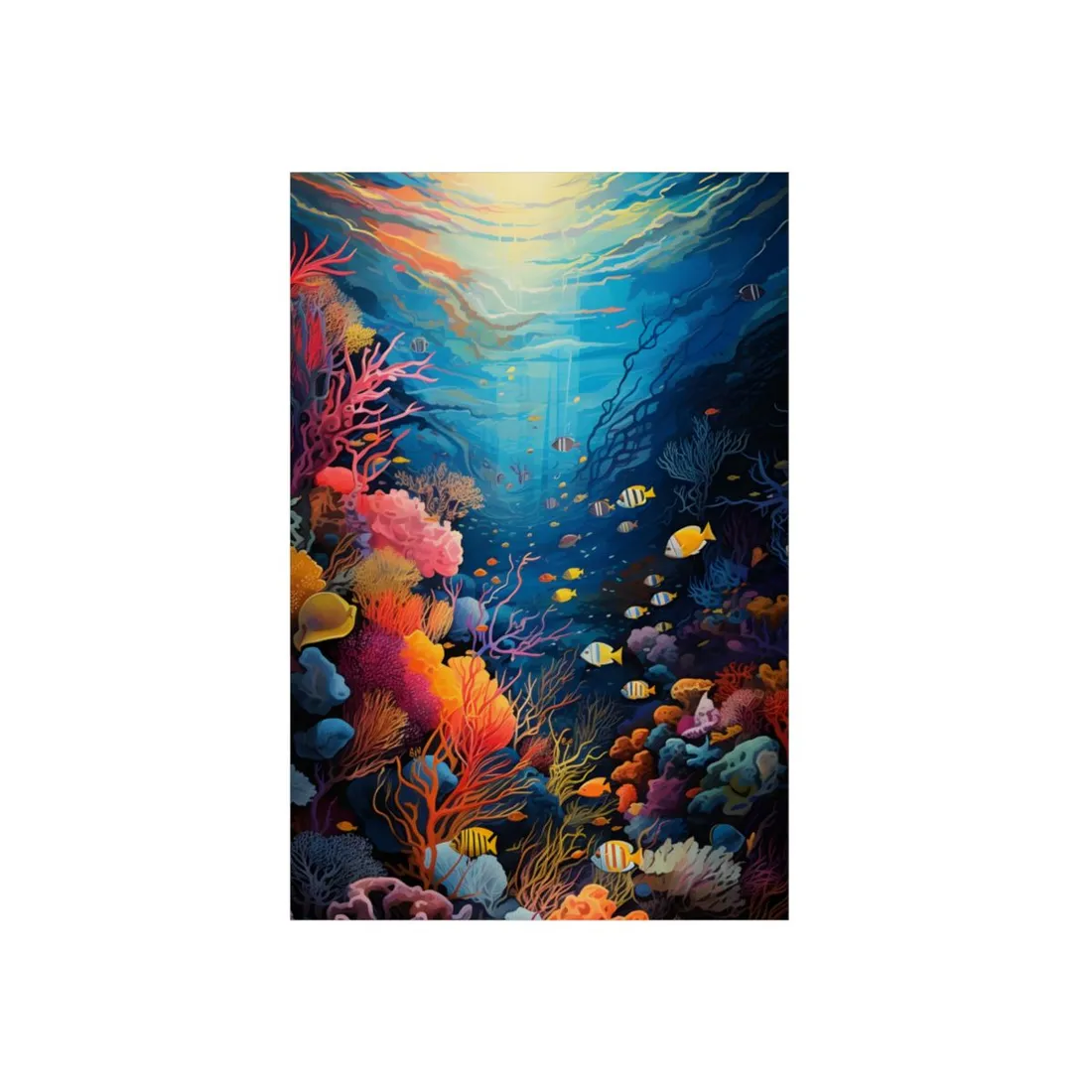 Vibrant Coral Reef Sanctuary: Teeming with Colorful Coral - Metal Poster