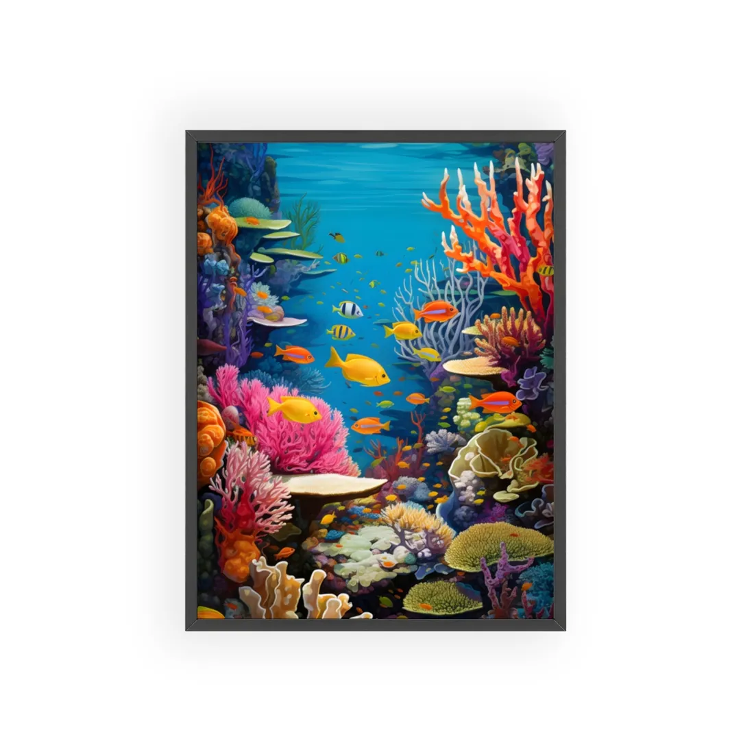 Vibrant Coral Reef Sanctuary: Teeming with Life - Framed Poster