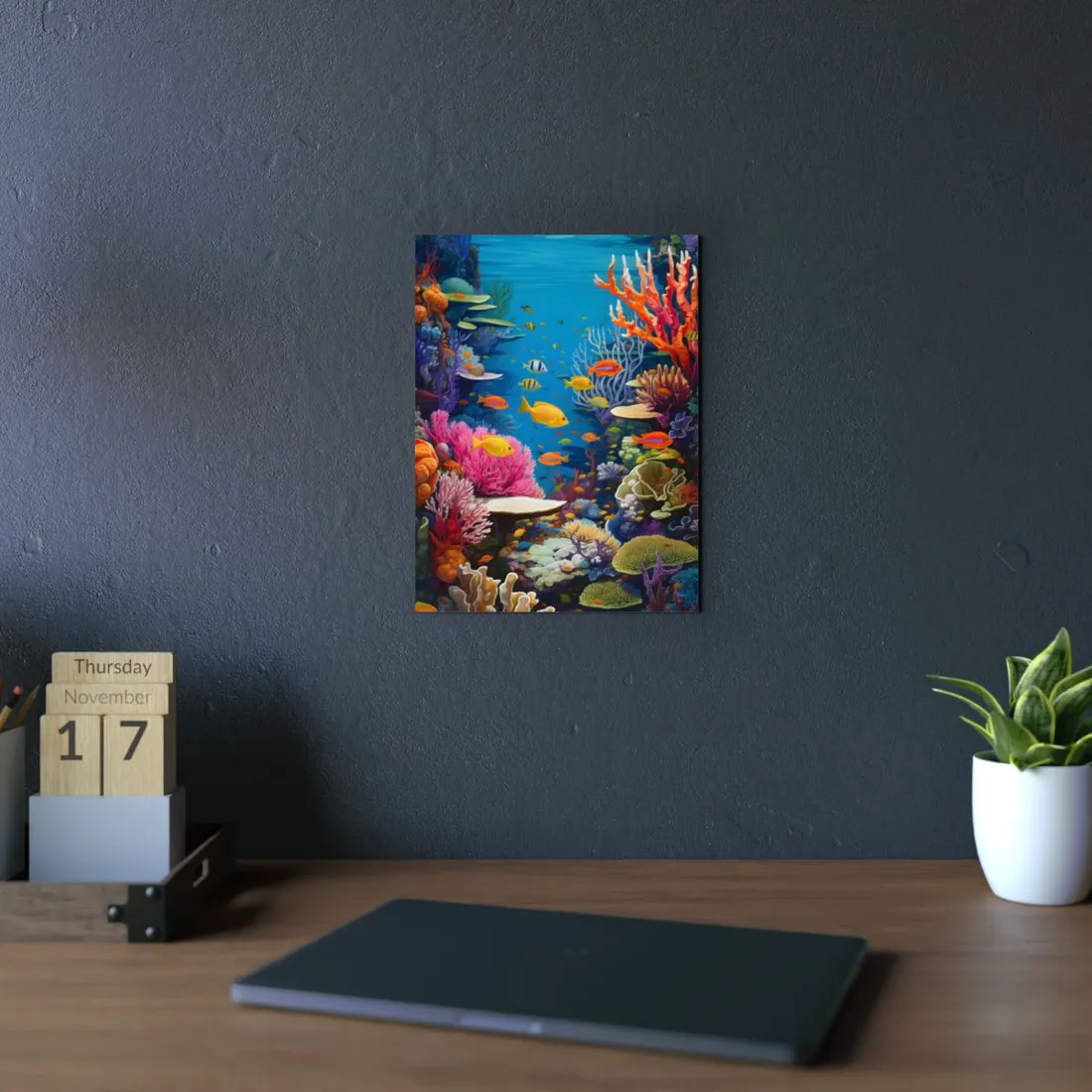 Vibrant Coral Reef Sanctuary: Teeming with Life - Metal Poster