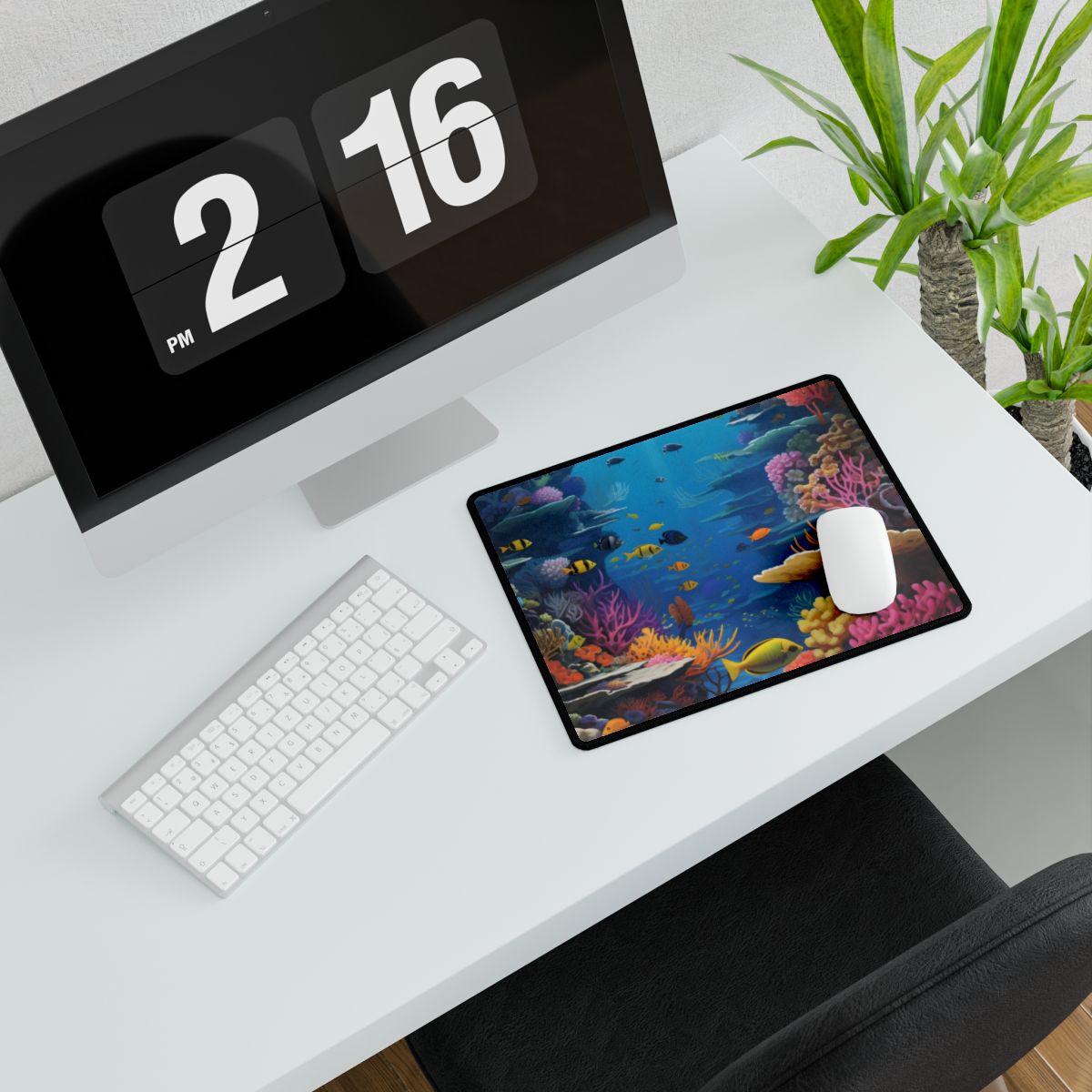 Vibrant Coral Reef Sanctuary: Tropical Marine Life Art - Desk Mat