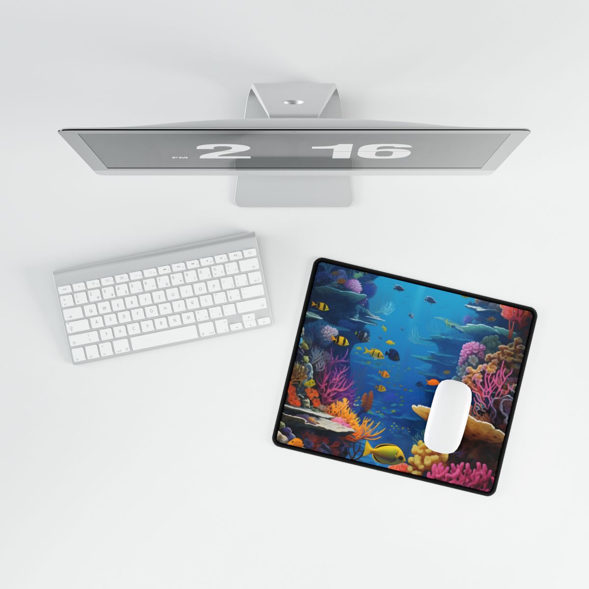 Vibrant Coral Reef Sanctuary: Tropical Marine Life Art - Desk Mat