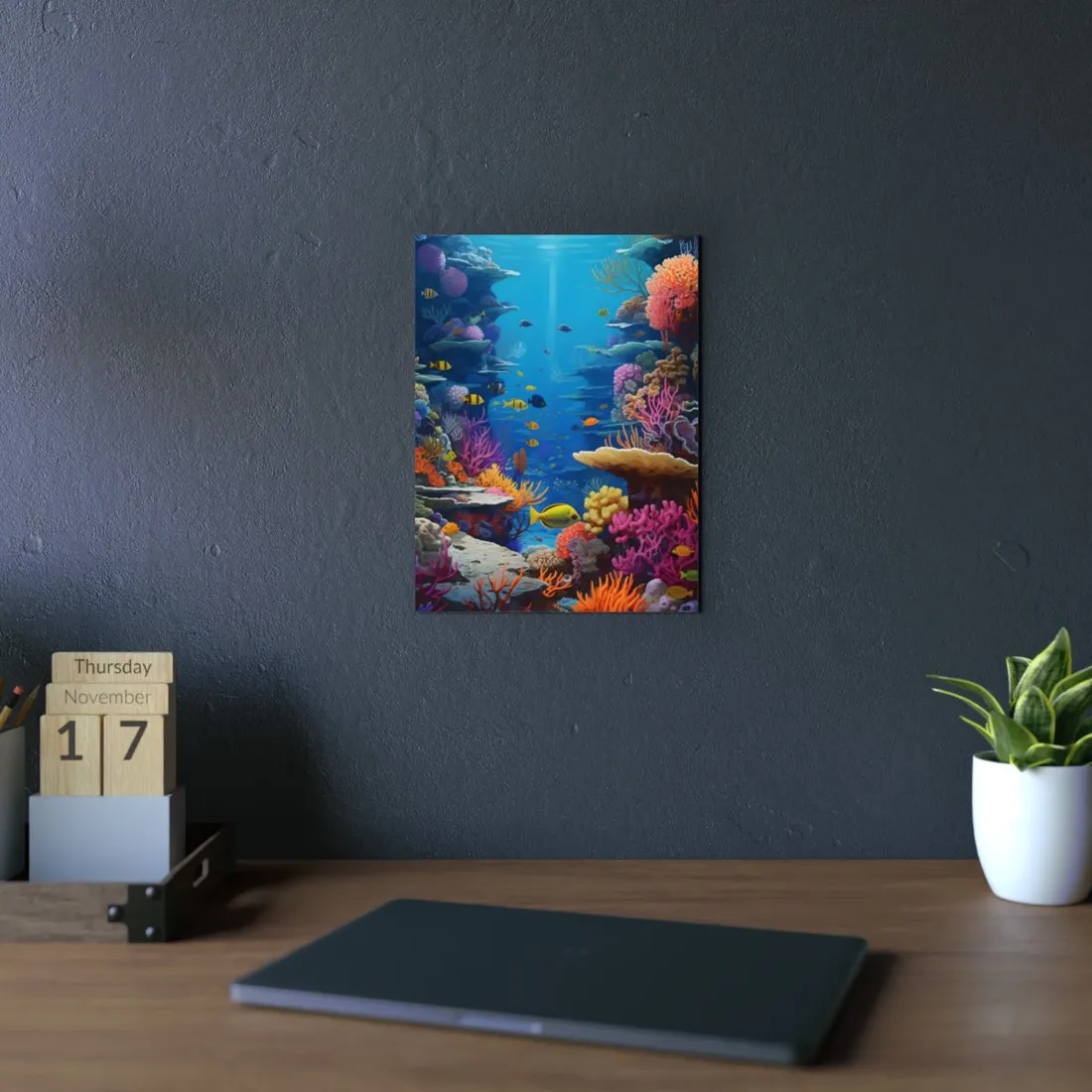 Vibrant Coral Reef Sanctuary: Tropical Marine Life Art - Metal Poster