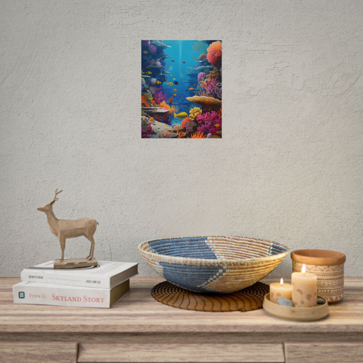 Vibrant Coral Reef Sanctuary: Tropical Marine Life Art - Poster
