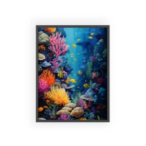 Coral Reef with Yellow Fish Framed Poster