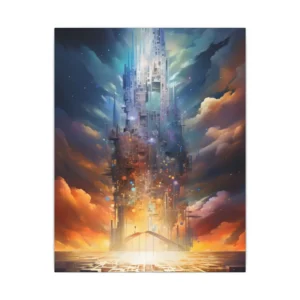 Glowing Spire over City Canvas Print