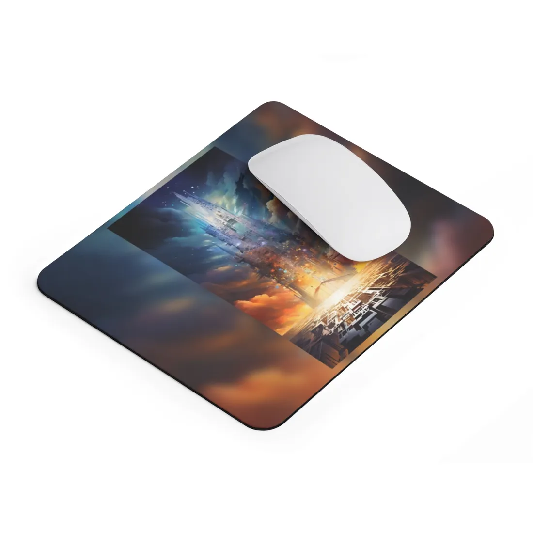 Vibrant Cyber Dreamscape: Abstract - Mouse Pad
