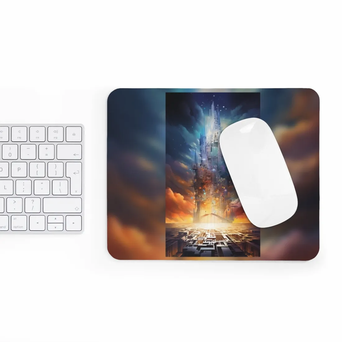 Vibrant Cyber Dreamscape: Abstract - Mouse Pad
