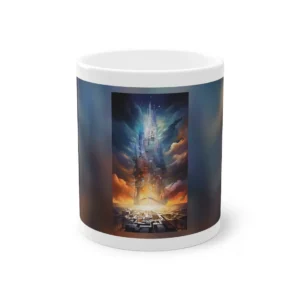 Glowing Spire over City Mug