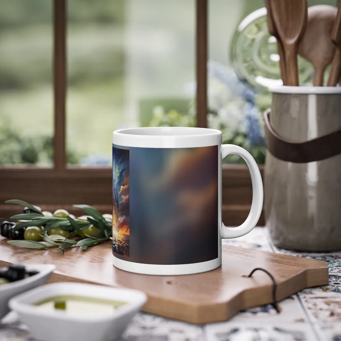 Vibrant Cyber Dreamscape: Abstract - Mug