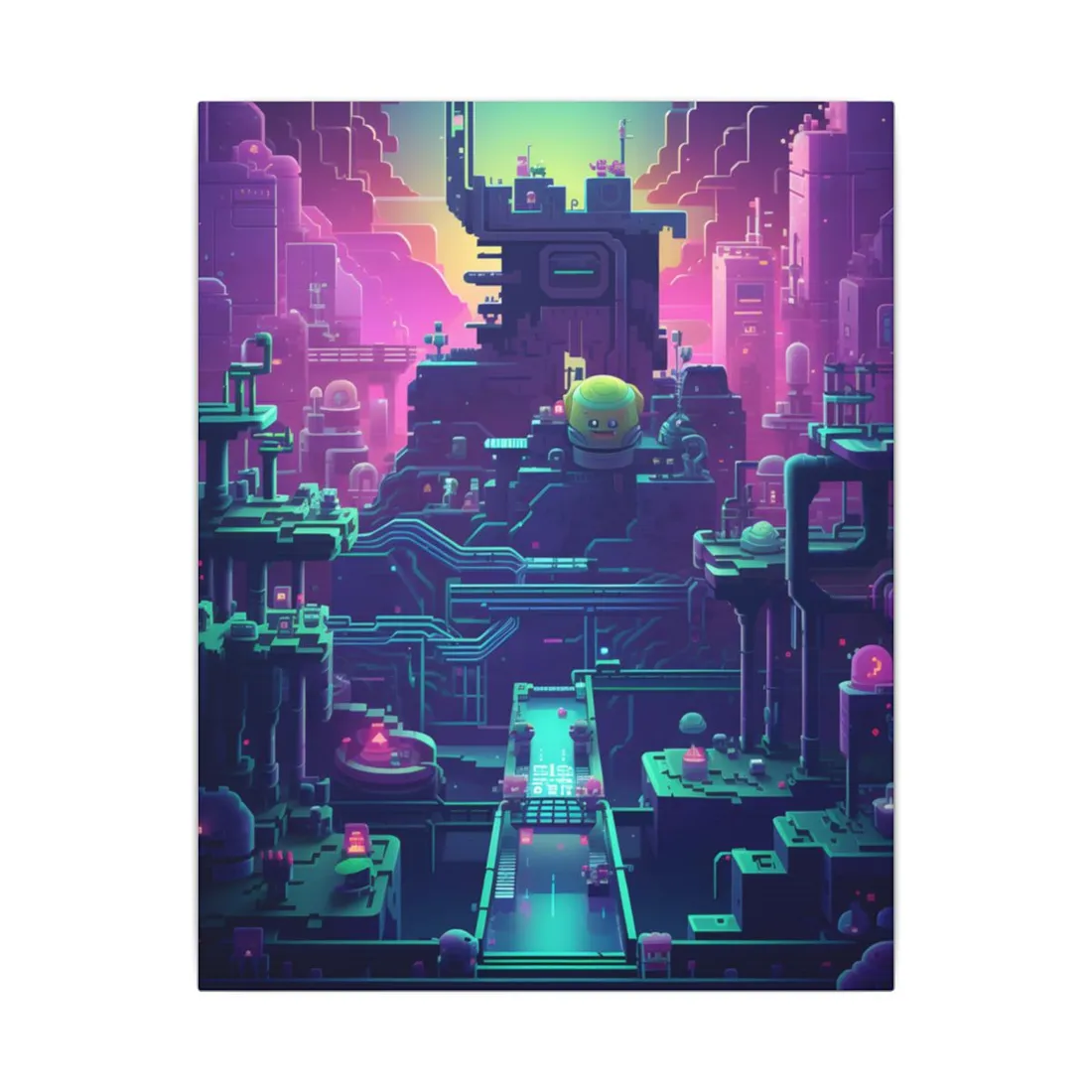 Vibrant Cyber-Pets: Gamified Pixelated Digital Art - Canvas