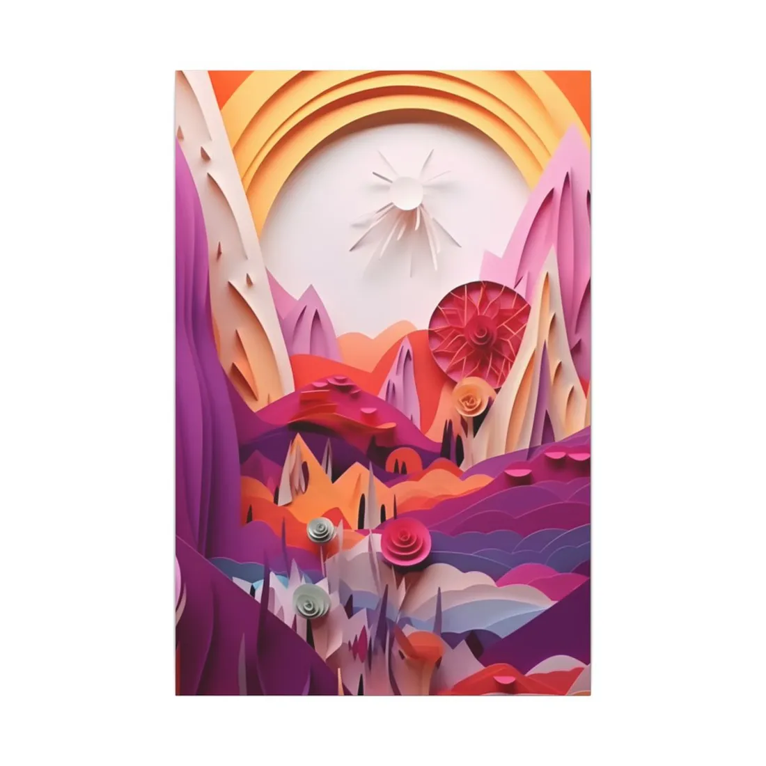 Vibrant Desert Oasis: Portrait Landscape Art Print - Canvas
