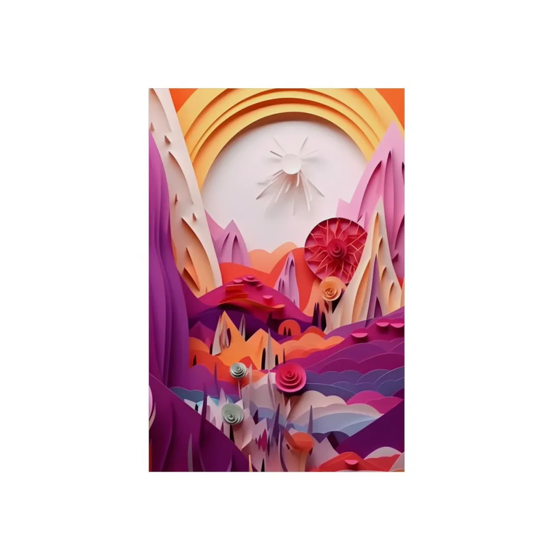 Vibrant Desert Oasis: Portrait Landscape Art Print - Metal Poster