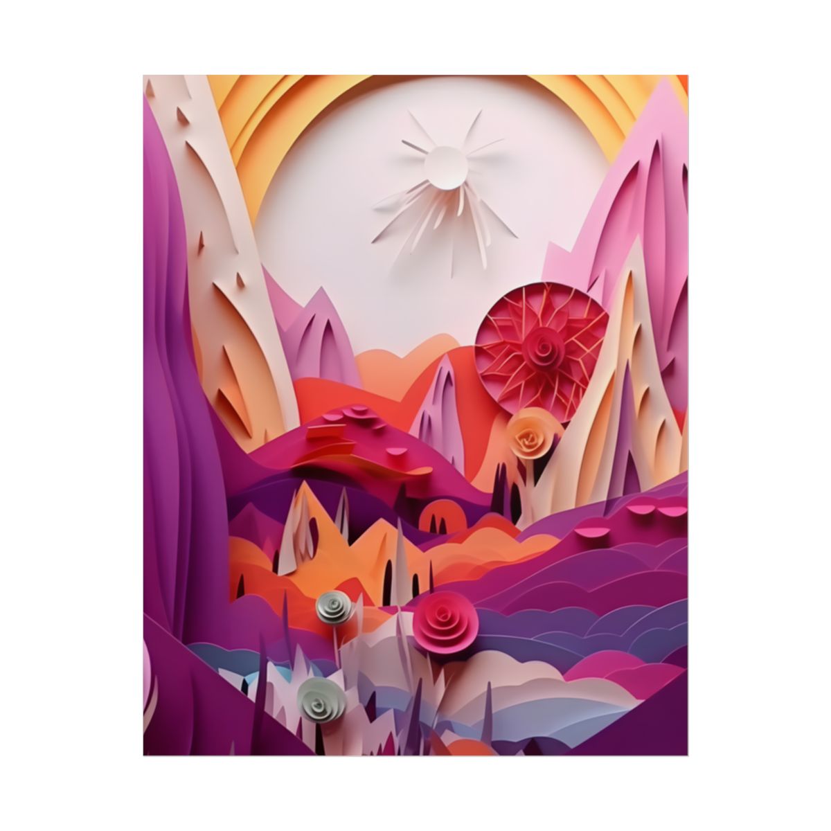 Vibrant Desert Oasis: Portrait Landscape Art Print - Poster