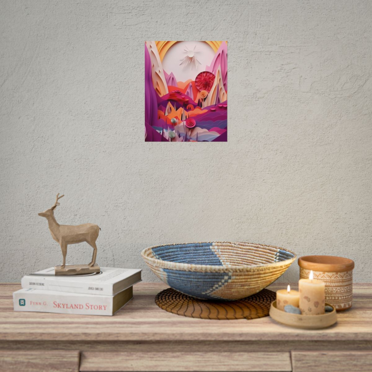 Vibrant Desert Oasis: Portrait Landscape Art Print - Poster
