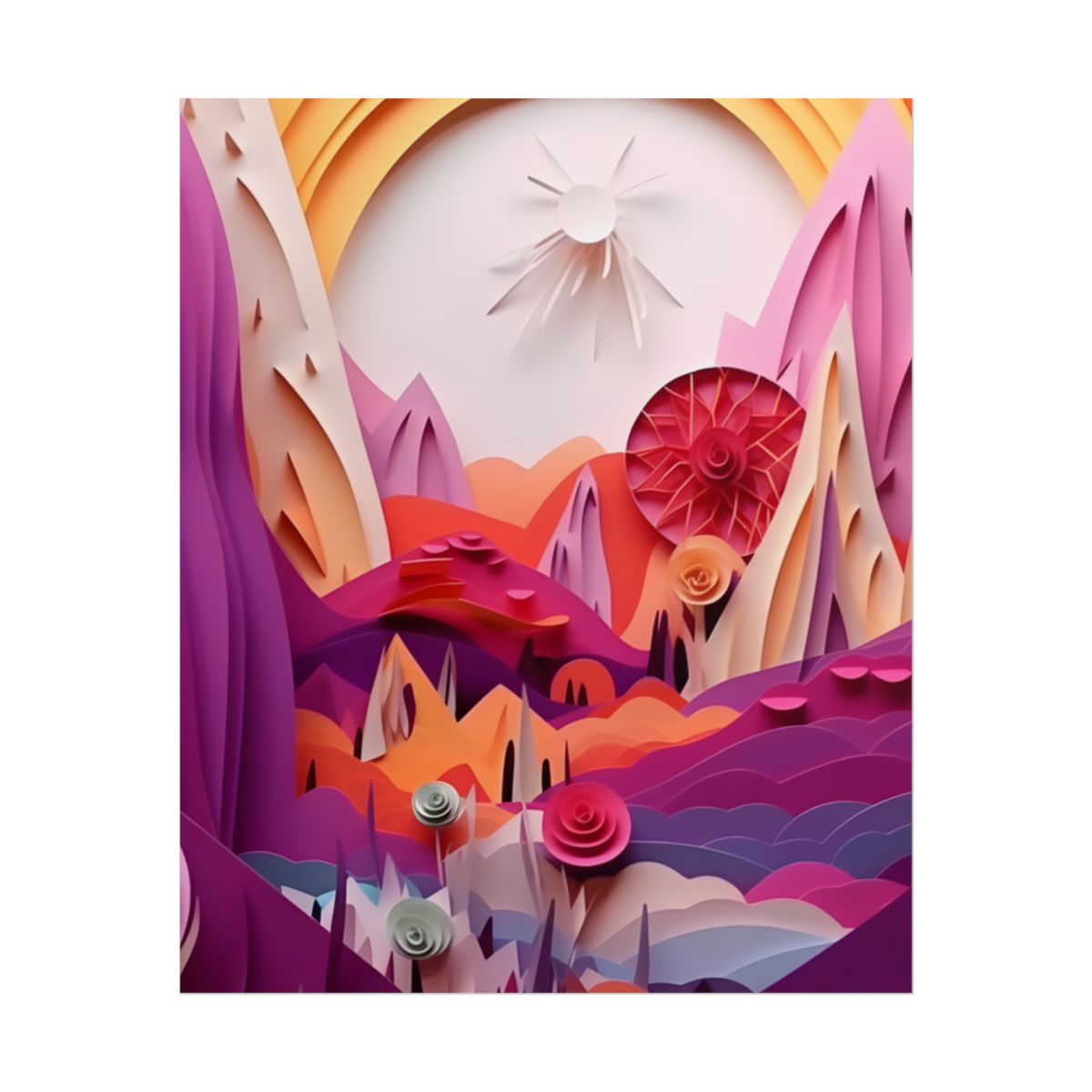 Vibrant Desert Oasis: Portrait Landscape Art Print - Poster