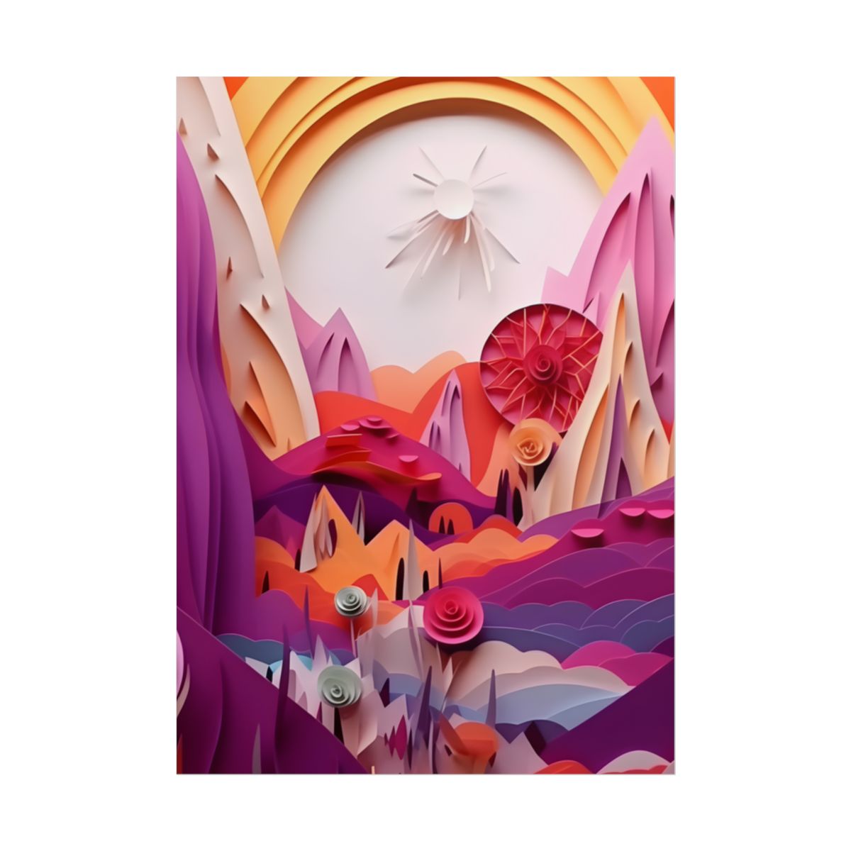 Vibrant Desert Oasis: Portrait Landscape Art Print - Poster