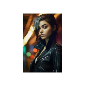 Woman with Silver Streaked Hair Metal Poster