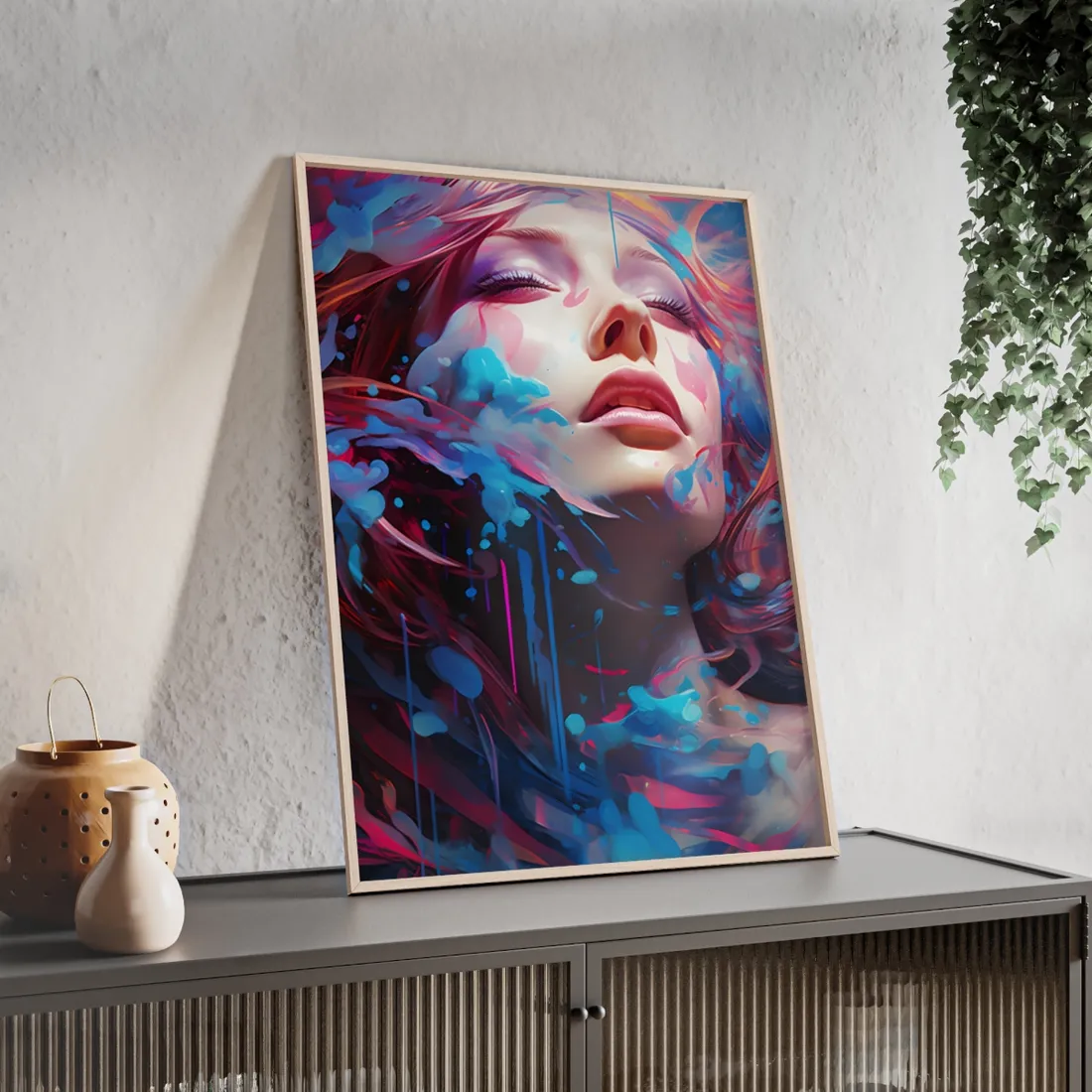 Vibrant Digital Explosion: Abstract - Framed Poster