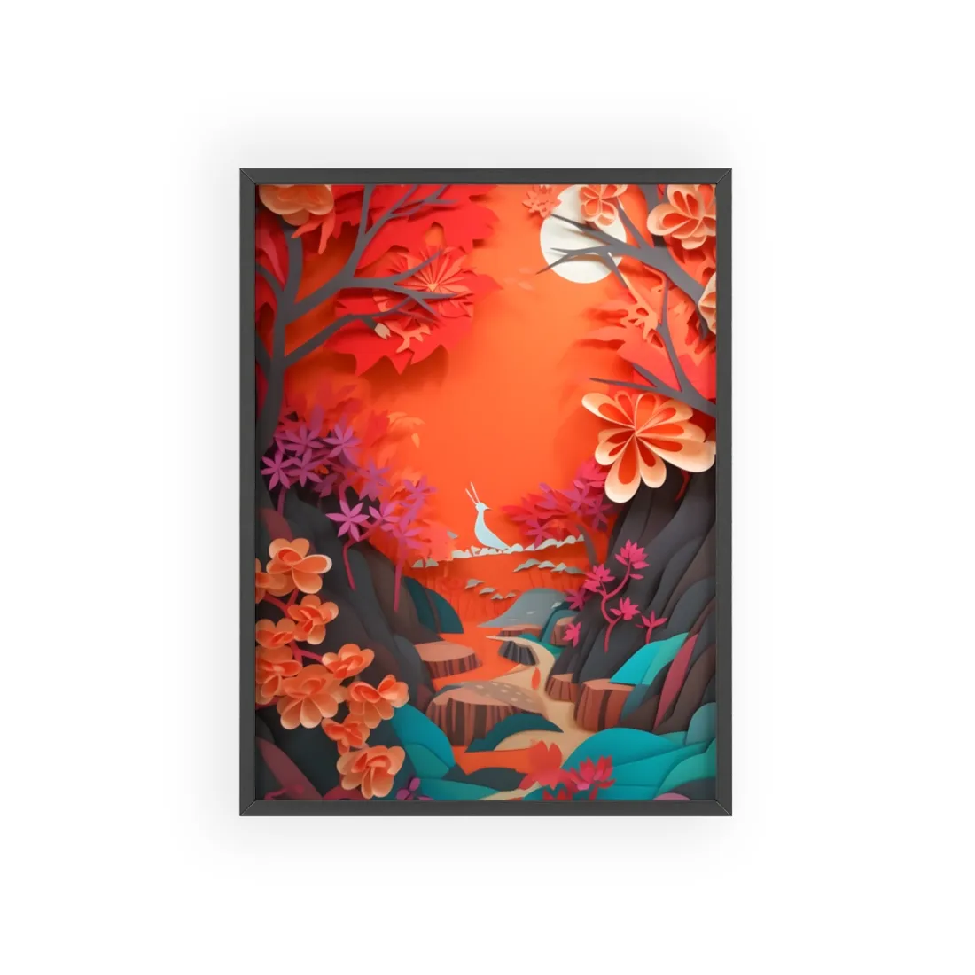 Vibrant European Landscape: Colorful Paper Quilling Art - Framed Poster