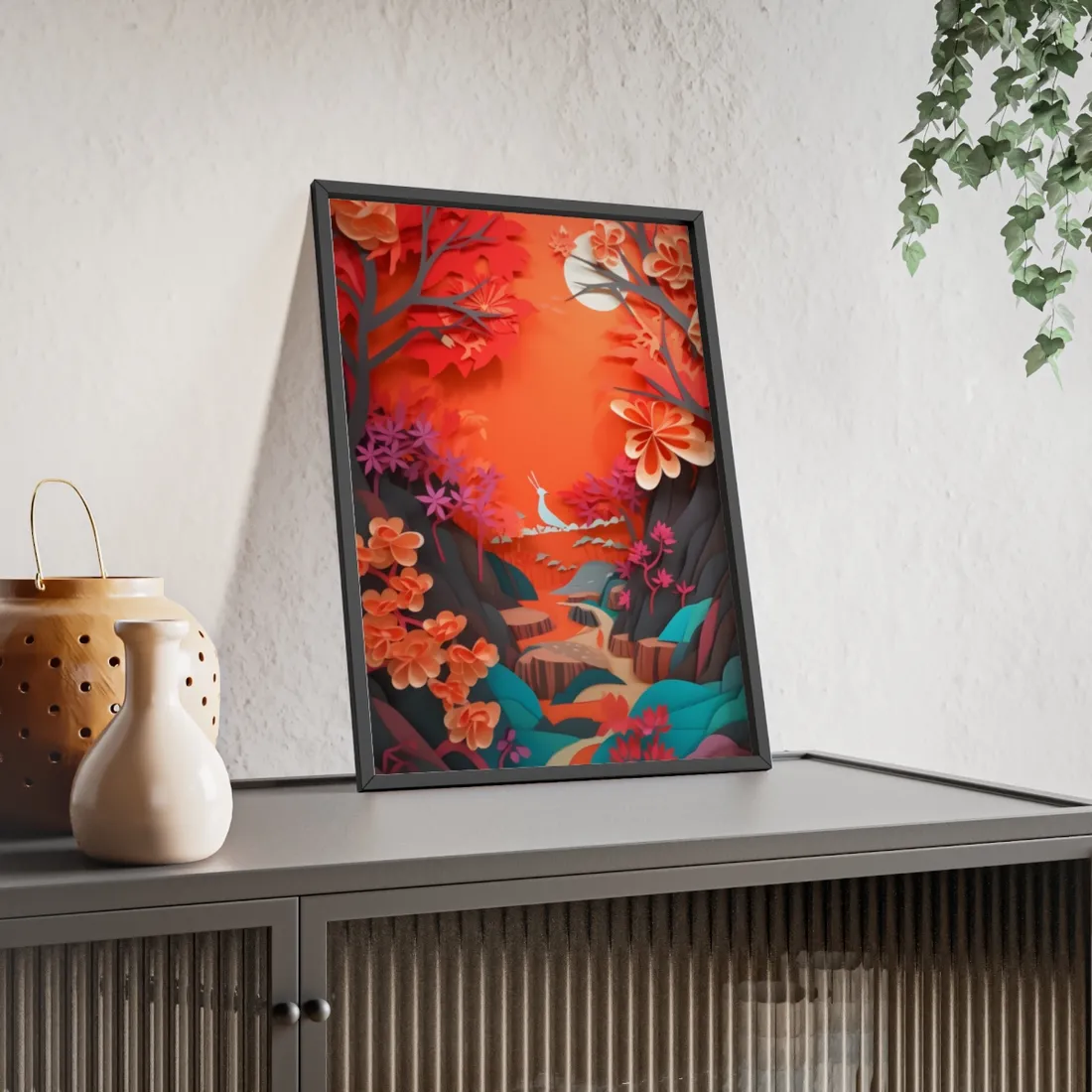 Vibrant European Landscape: Colorful Paper Quilling Art - Framed Poster