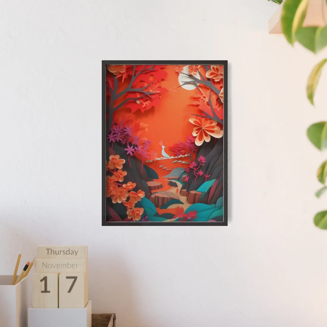 Vibrant European Landscape: Colorful Paper Quilling Art - Framed Poster
