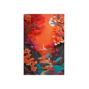 Paper Cut Forest Landscape Metal Poster