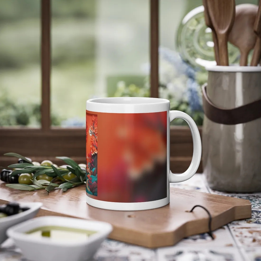 Vibrant European Landscape: Colorful Paper Quilling Art - Mug