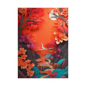 Paper Cut Forest Landscape Poster