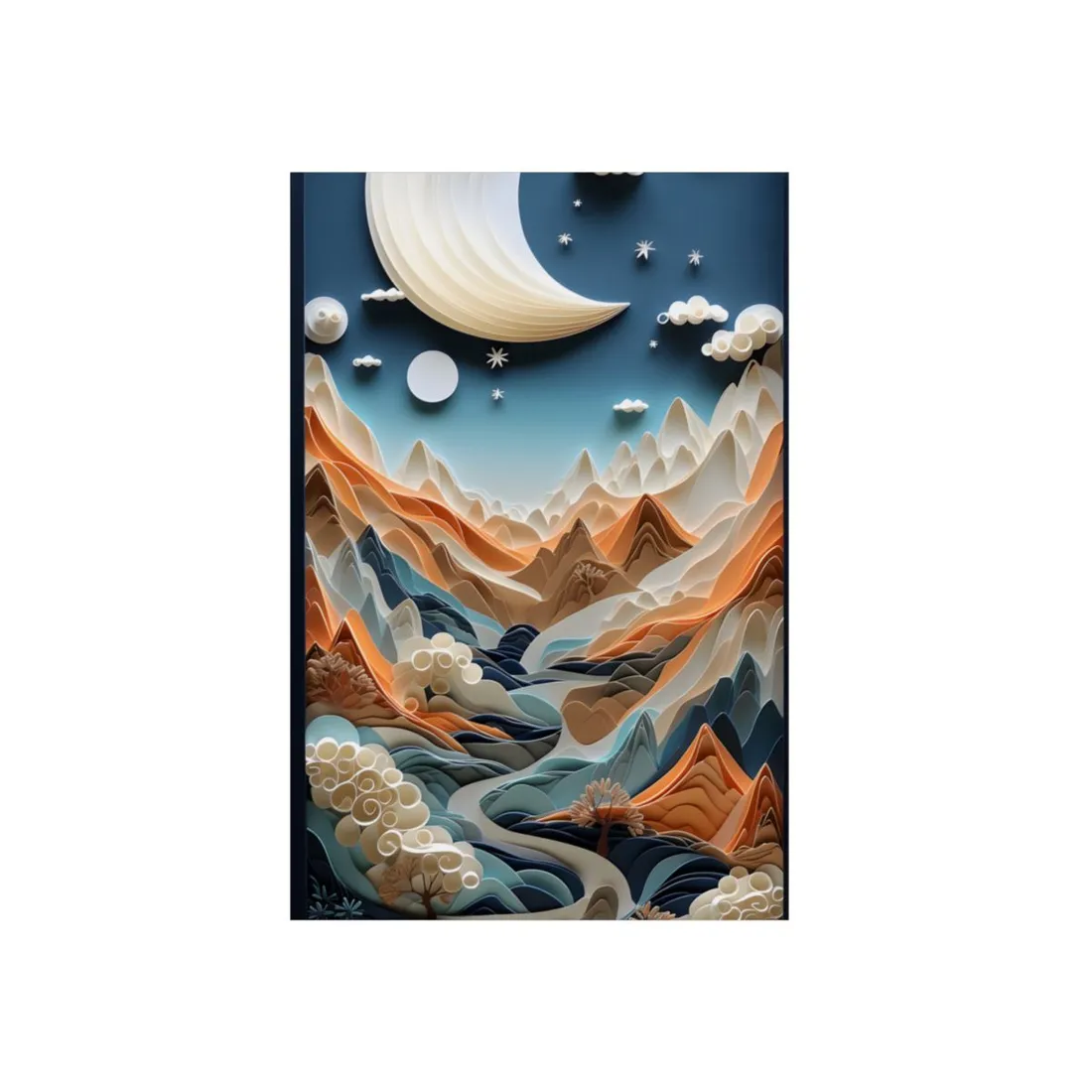Vibrant European Quilled Landscape: Intricate Paper Art - Metal Poster