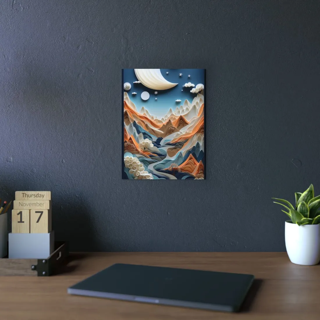 Vibrant European Quilled Landscape: Intricate Paper Art - Metal Poster