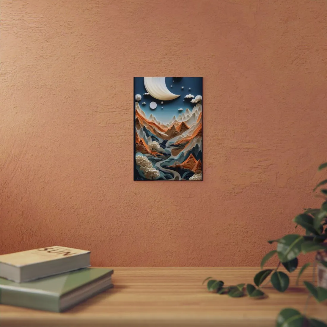 Vibrant European Quilled Landscape: Intricate Paper Art - Metal Poster