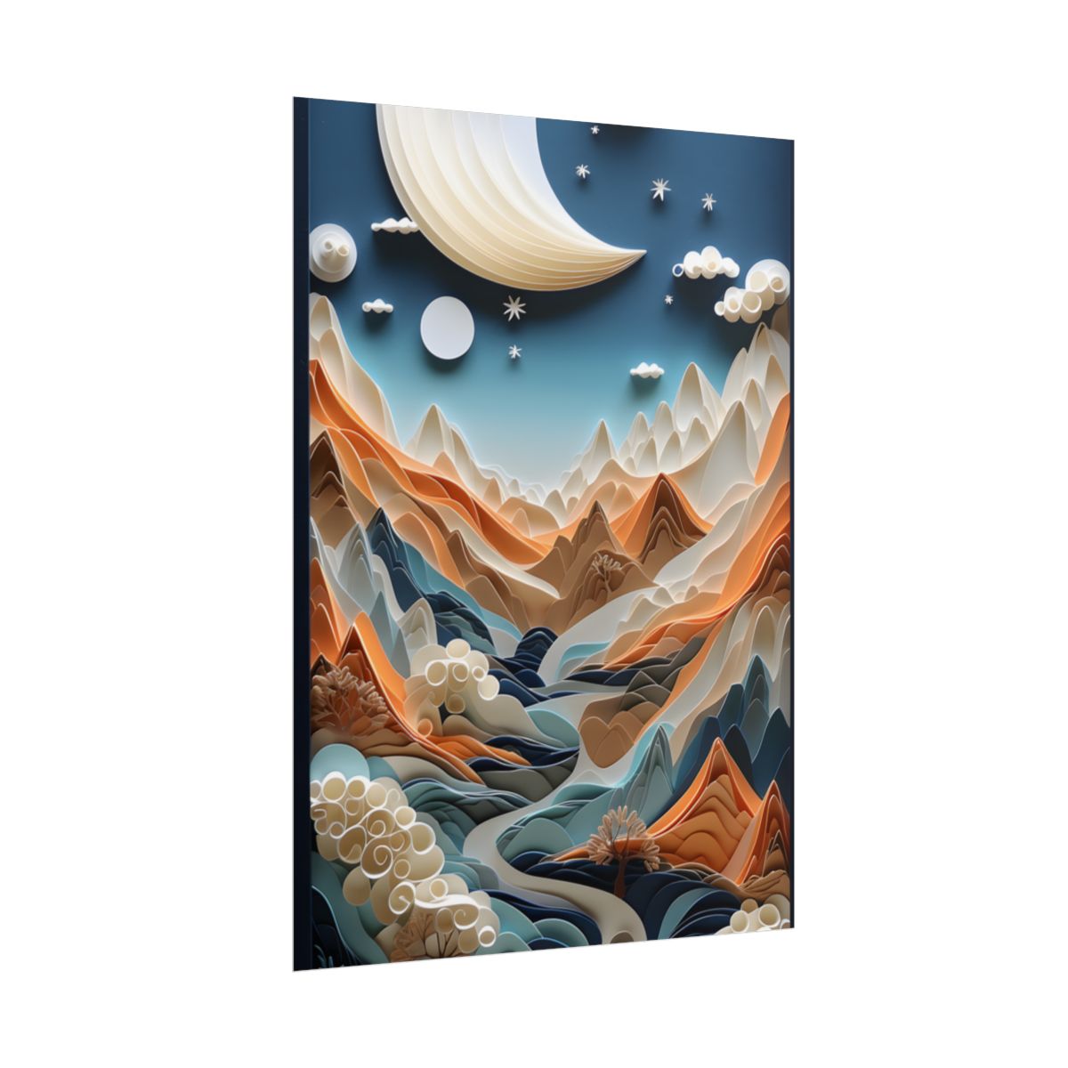 Vibrant European Quilled Landscape: Intricate Paper Art - Poster