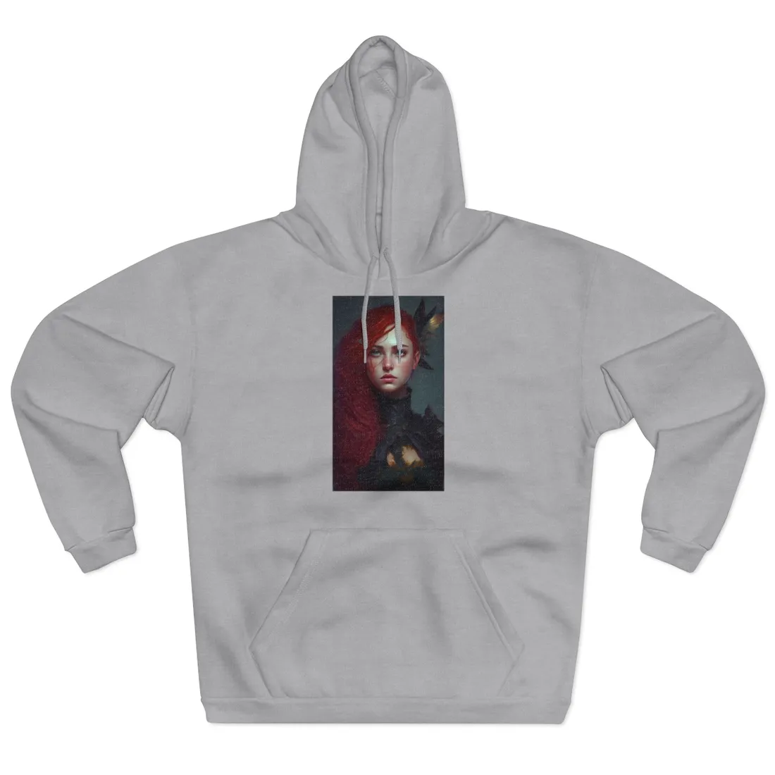 Vibrant Female Portrait: Red Hair Beauty in Neutral Dress - Hoodie