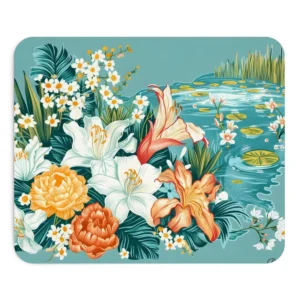 White Lilies by a Pond Mouse Pad