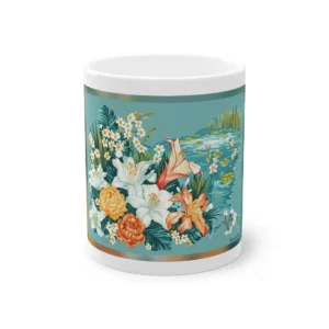 White Lilies by a Pond Mug