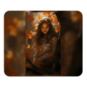 Girl Among Autumn Leaves Mouse Pad